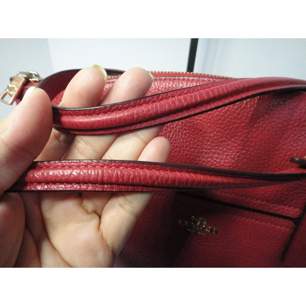 Coach Prairie Satchel Red Pebble Leather Handbag Gold Hardware F79997 Women's
